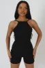 Racer Low Back Ribbed Unitard Jumpsuit Black sold by Public Desire