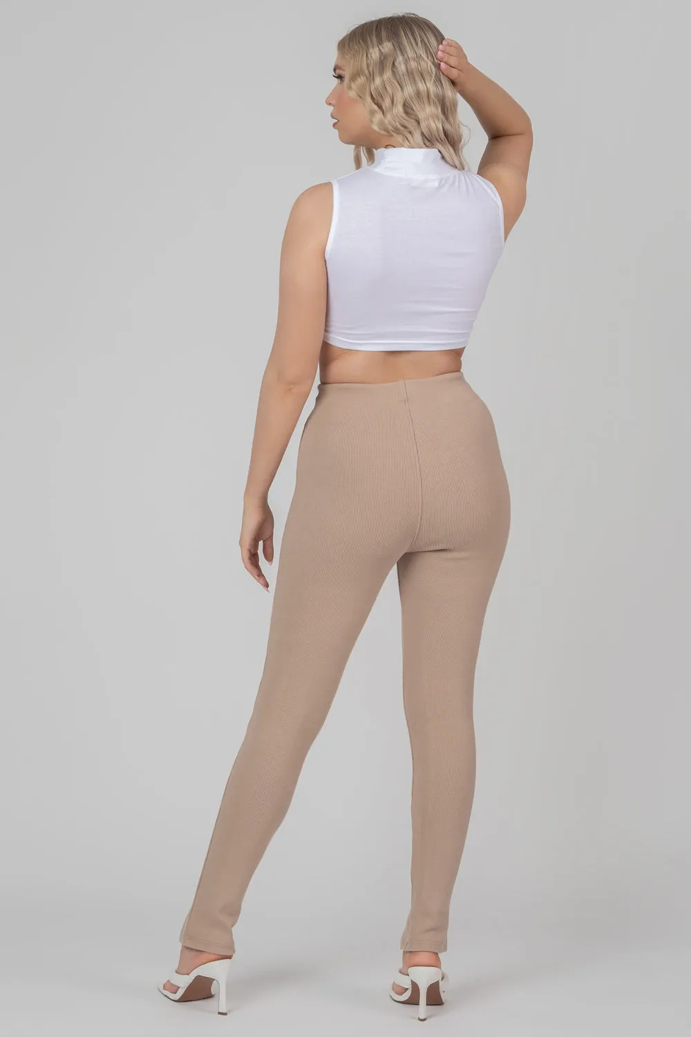 Rib Mix Acid Wash Shaper Legging Taupe sold by Public Desire product image thumbnail 4
