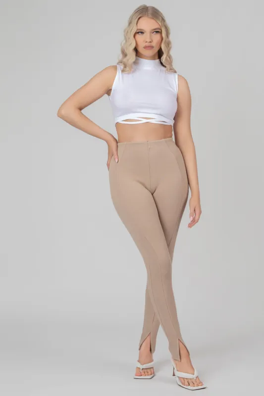 Rib Mix Acid Wash Shaper Legging Taupe sold by Public Desire
