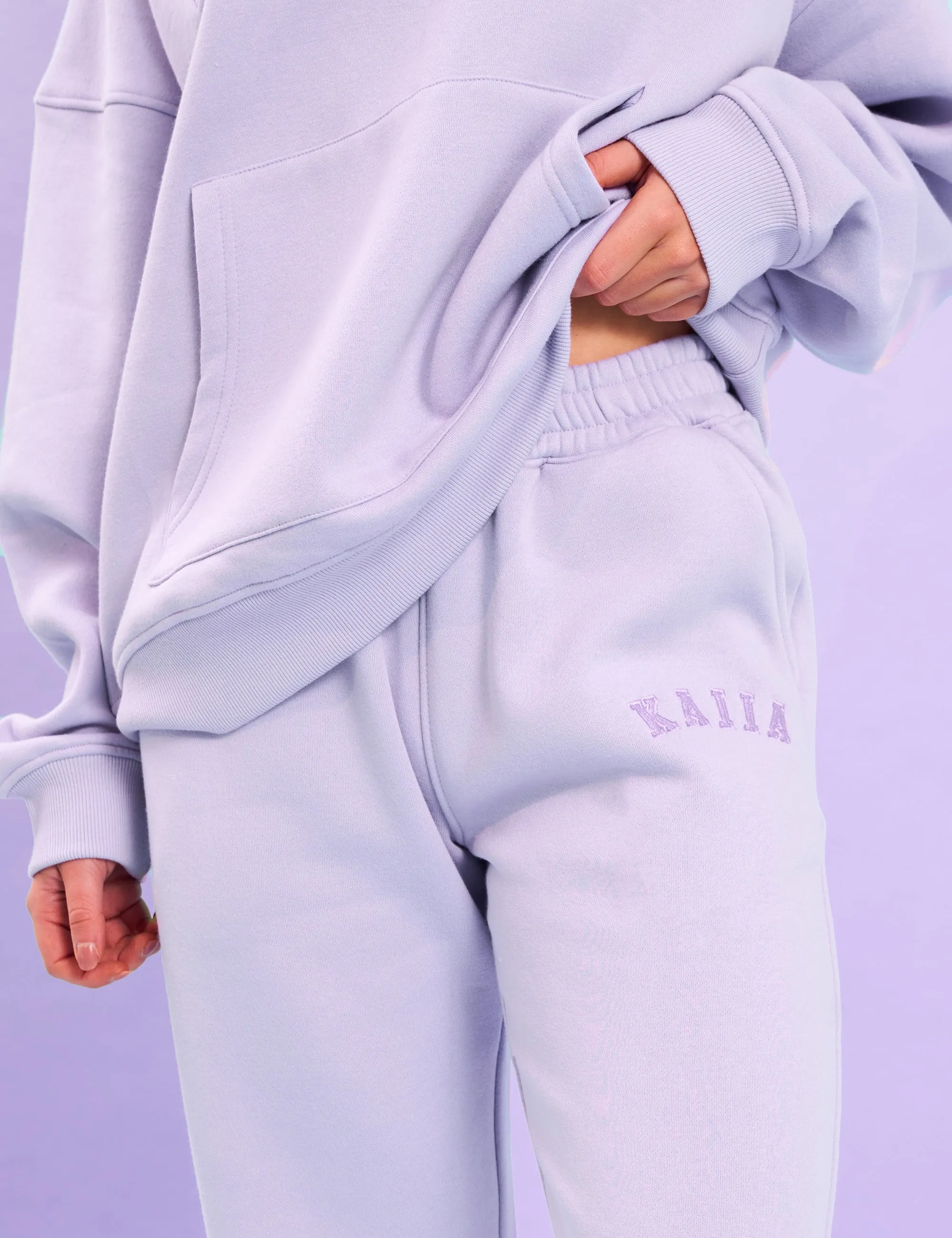 Kaiia Logo Wide Leg Sweat Pants Lilac sold by Public Desire product image thumbnail 2