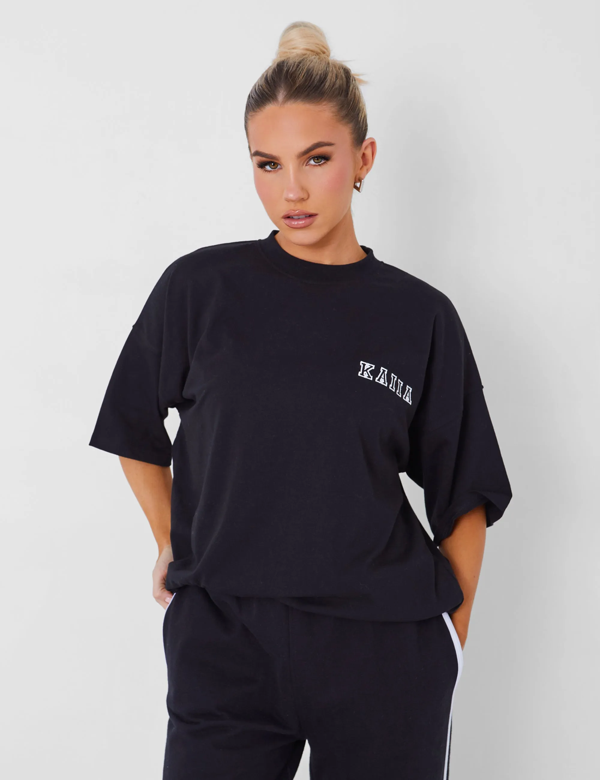 Kaiia Logo Oversized T-shirt in Black sold by Public Desire