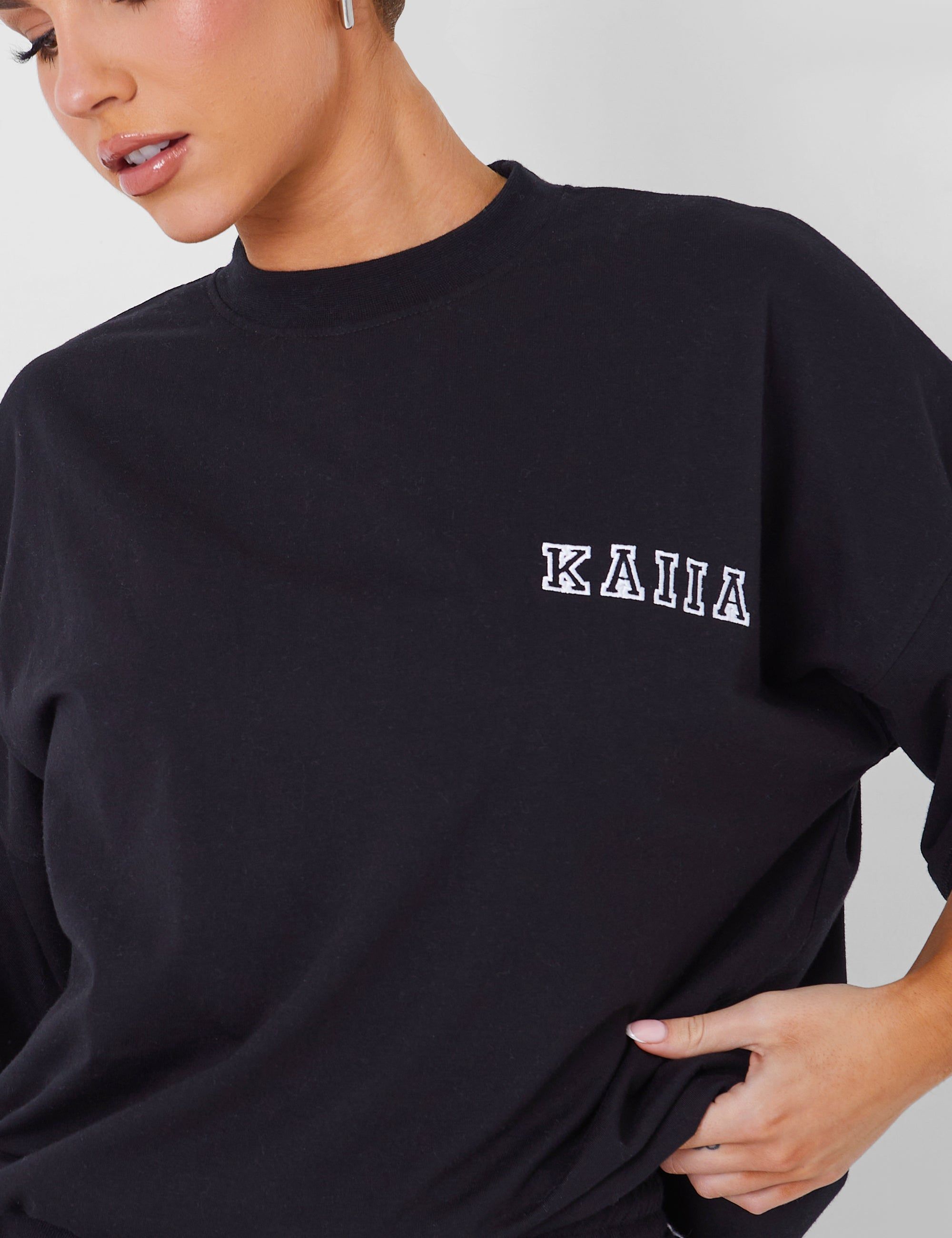 Kaiia Logo Oversized T-shirt in Black sold by Public Desire product image thumbnail 2