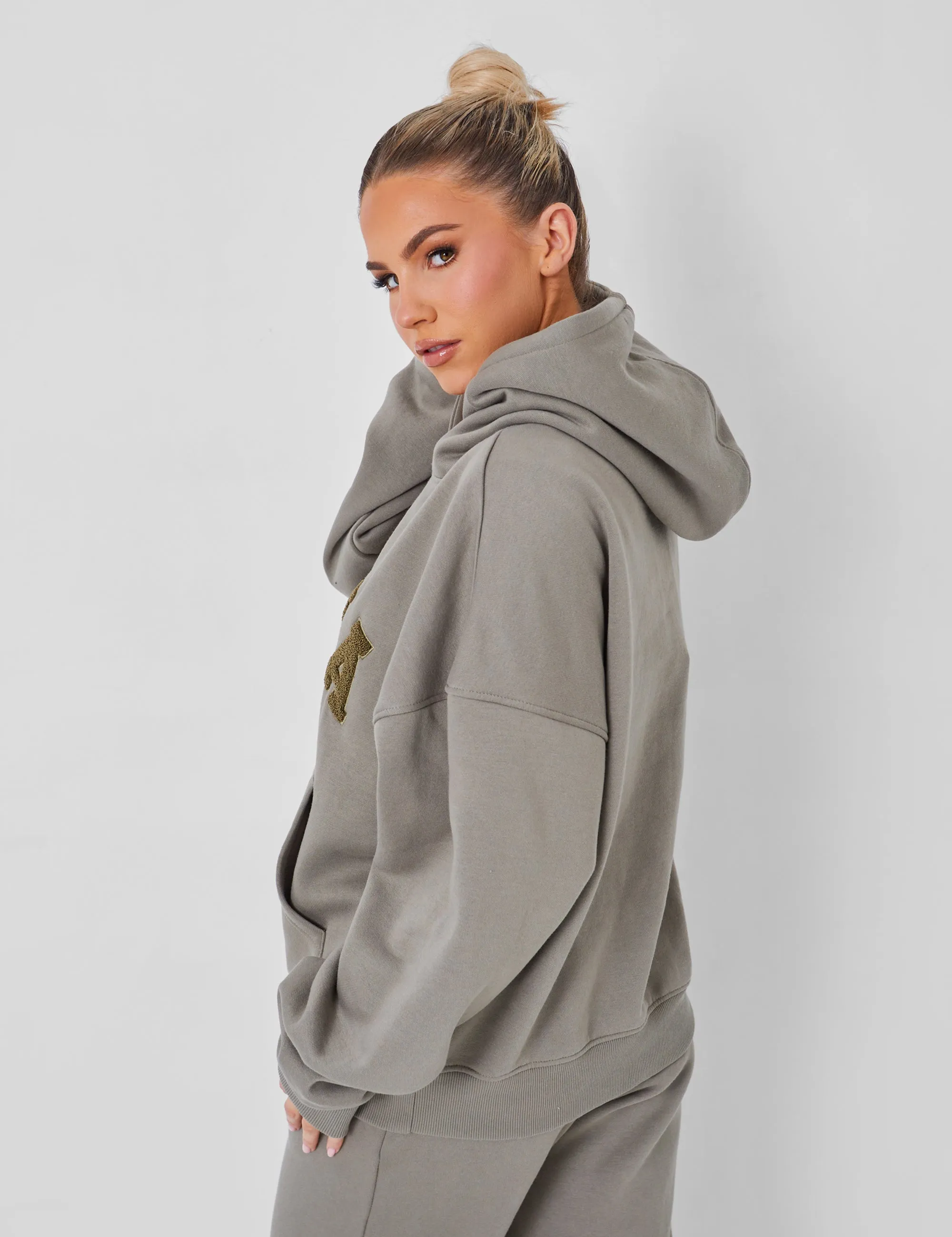 Kaiia Slogan Oversized Hoodie Khaki sold by Public Desire product image thumbnail 4