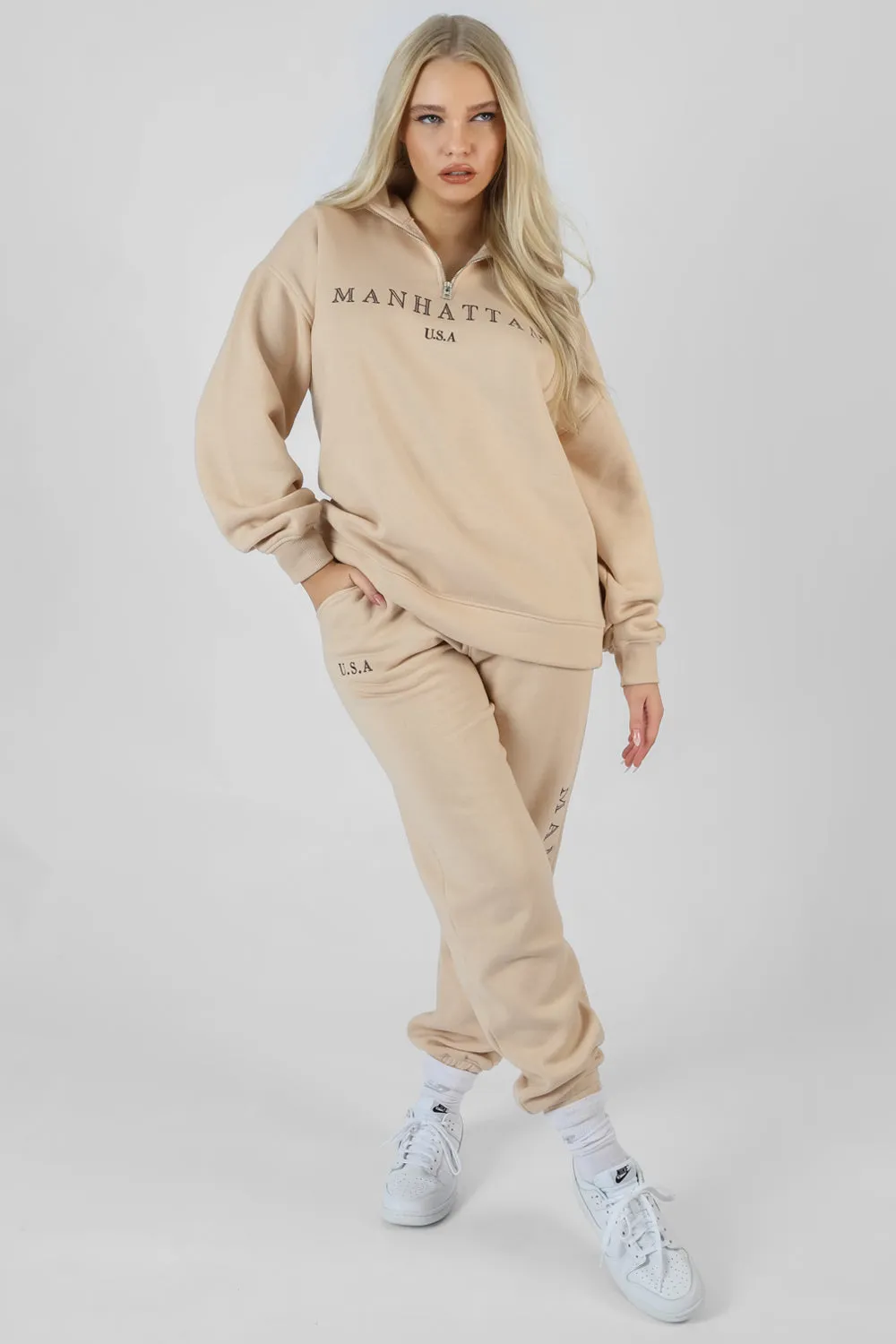Manhattan Slogan 90S Joggers Stone sold by Public Desire product image thumbnail 3
