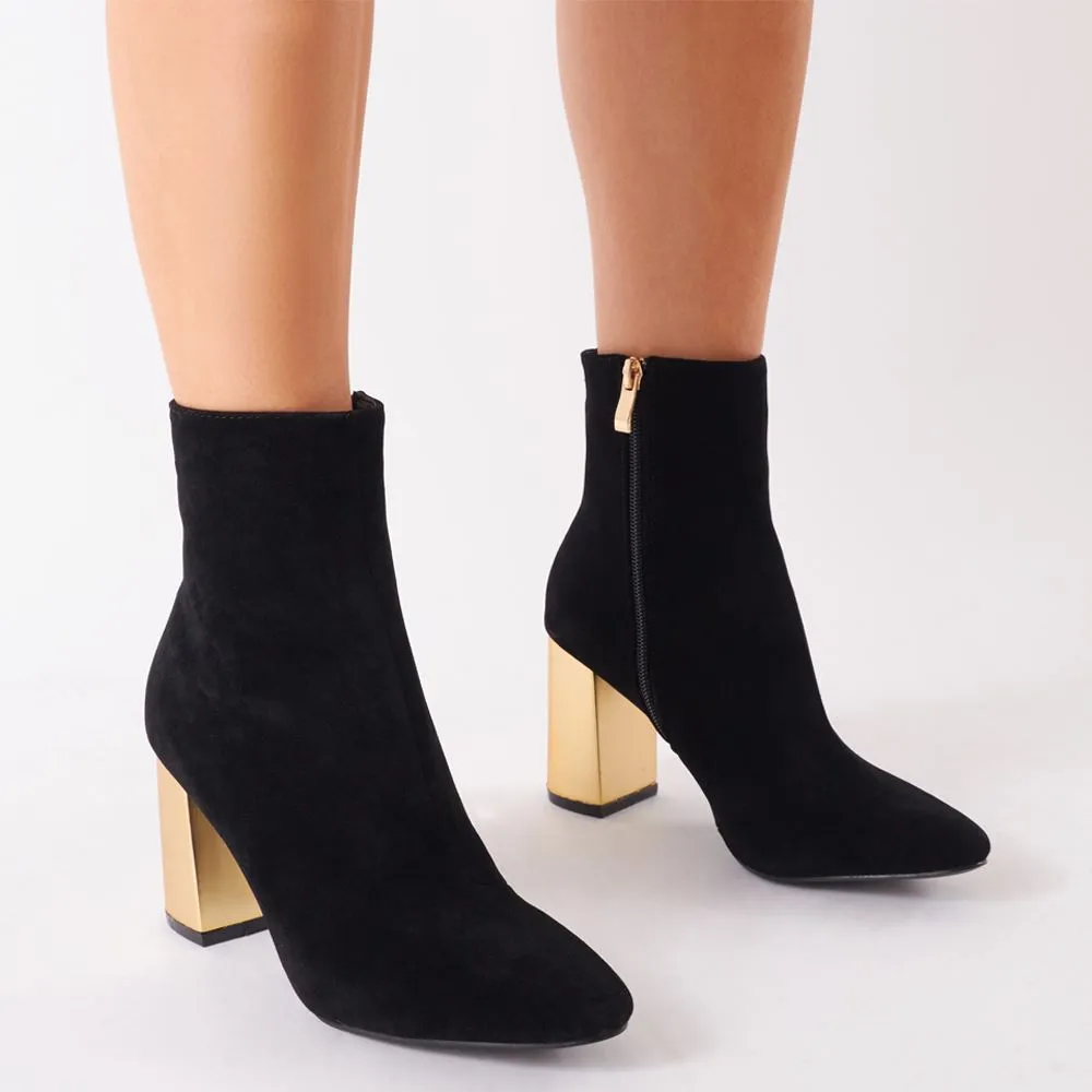 Zodiac Statement Block Heel Ankle Boots In Black Faux Suede sold by Public Desire product image thumbnail 2
