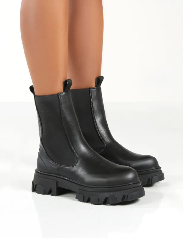 Amber x Public Desire Wonder Black Chunky Sole Ankle Boot sold by Public Desire
