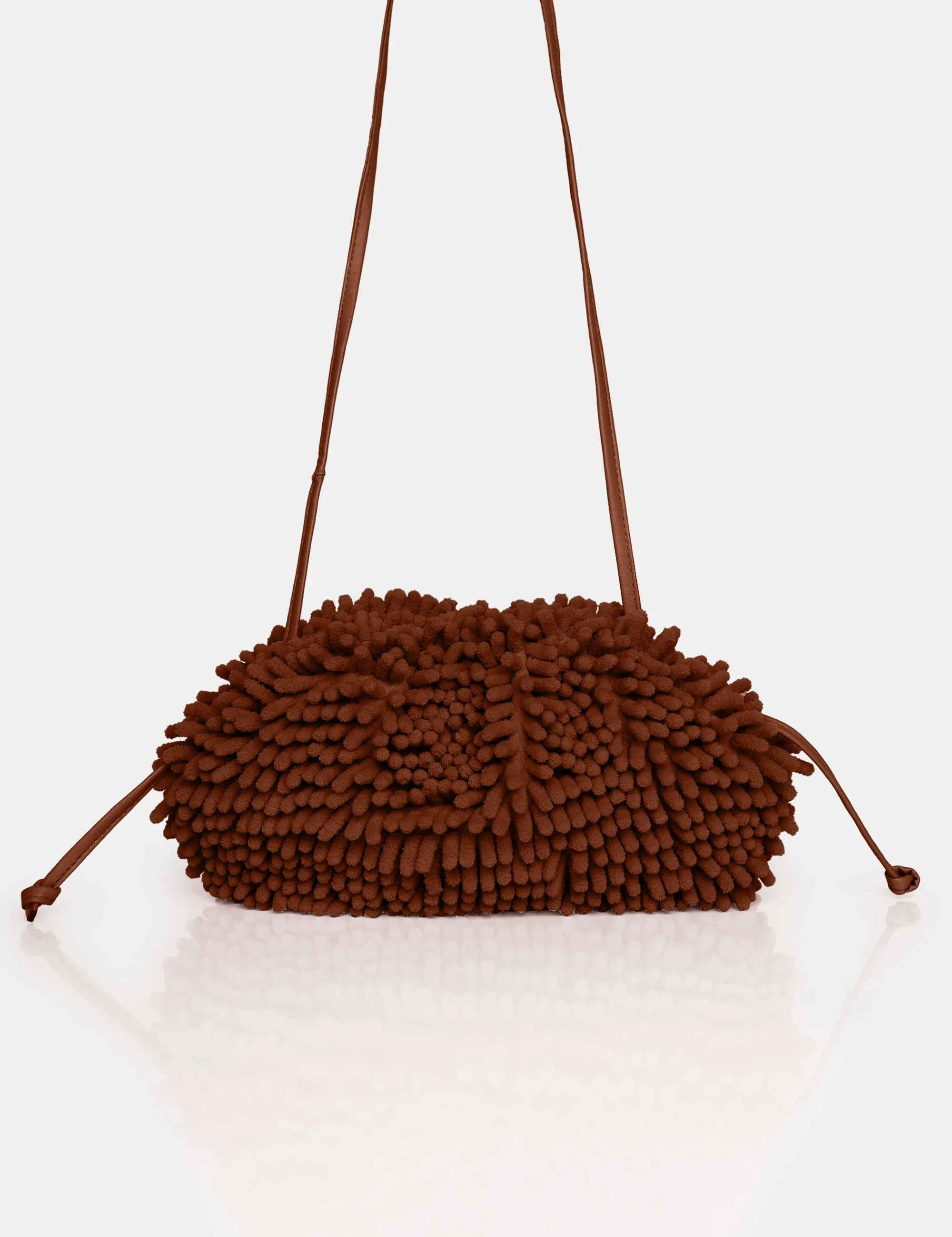 The Ausha Chocolate Chenille Clutch Bag sold by Public Desire