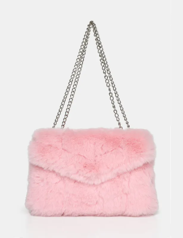 The Marshmallow Pink Faux Fur Shoulder Bag sold by Public Desire