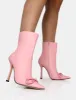 Rhia Pink Pu Bow Pointed Toe Stiletto Ankle Boots sold by Public Desire