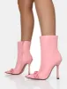Rhia Pink Pu Bow Pointed Toe Stiletto Ankle Boots sold by Public Desire