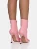 Rhia Pink Pu Bow Pointed Toe Stiletto Ankle Boots sold by Public Desire