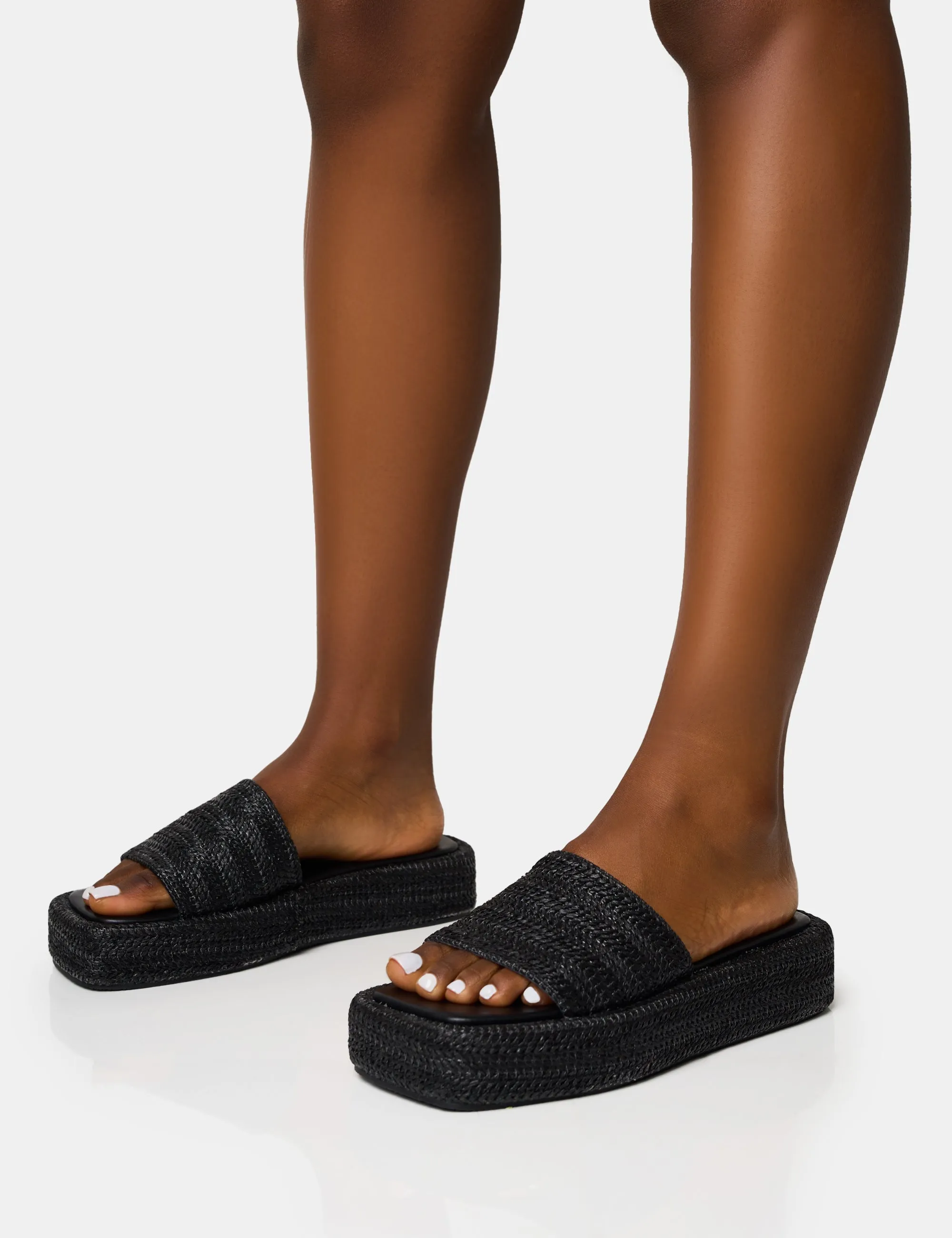 Eclipse Black Raffia Platform Sandals sold by Public Desire product image thumbnail 3