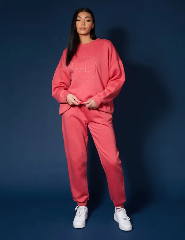Tonal Embroidery Joggers Coral made by Public Desire