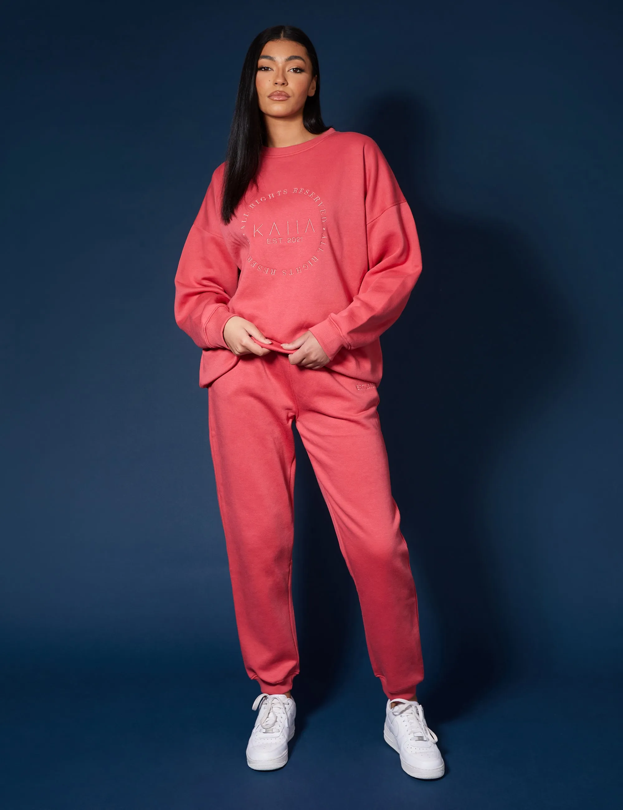 Tonal Embroidery Joggers Coral sold by Public Desire