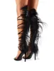 Frolic Black Feather Extreme Lace Up Stiletto High Heels sold by Public Desire
