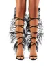 Frolic Black Feather Extreme Lace Up Stiletto High Heels sold by Public Desire