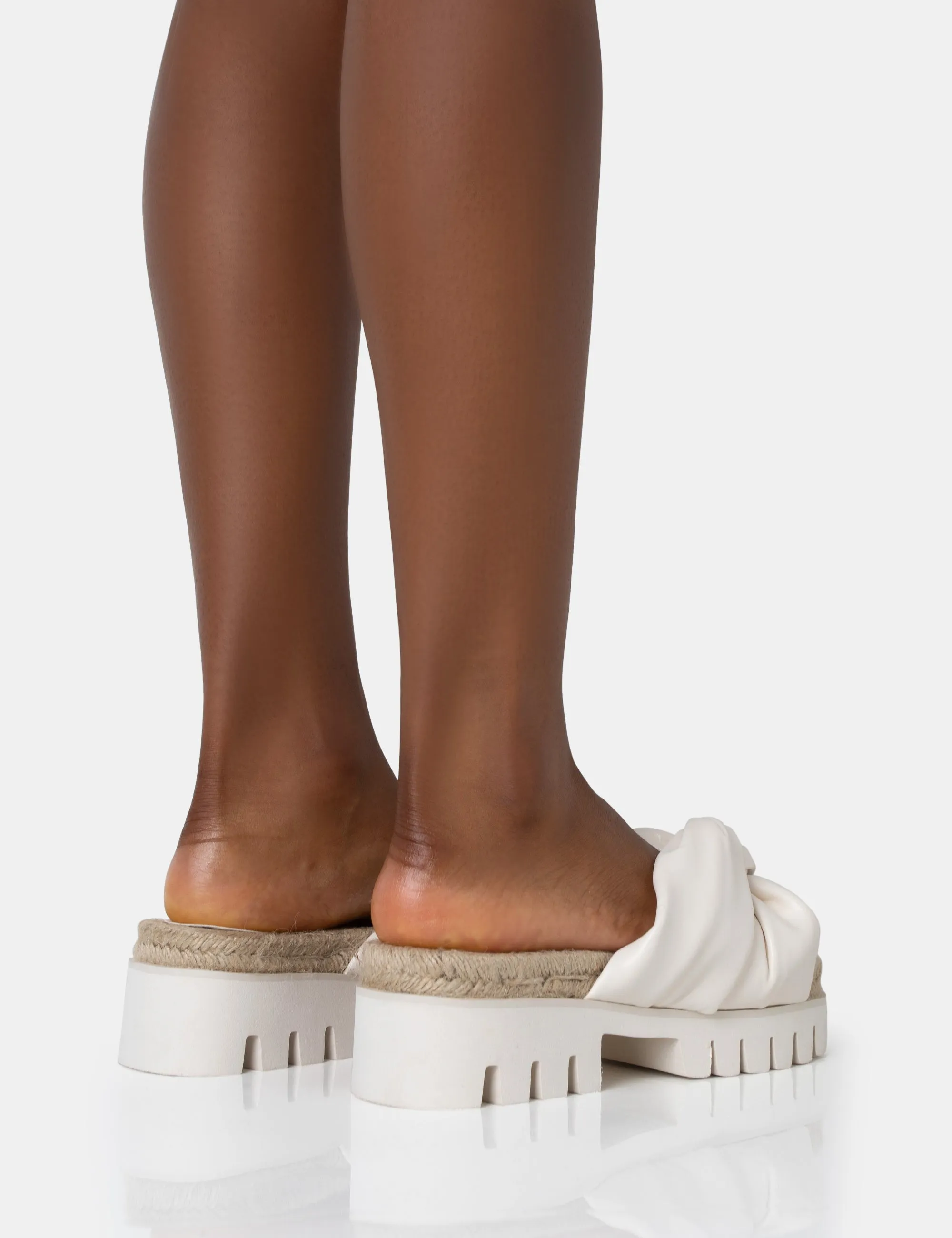 Trina Ecru PU Raffia Twist Strap Slider Sandals sold by Public Desire product image thumbnail 4
