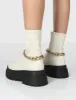 Tessa Cream Platform Chunky Chain Detail Ankle Boots sold by Public Desire
