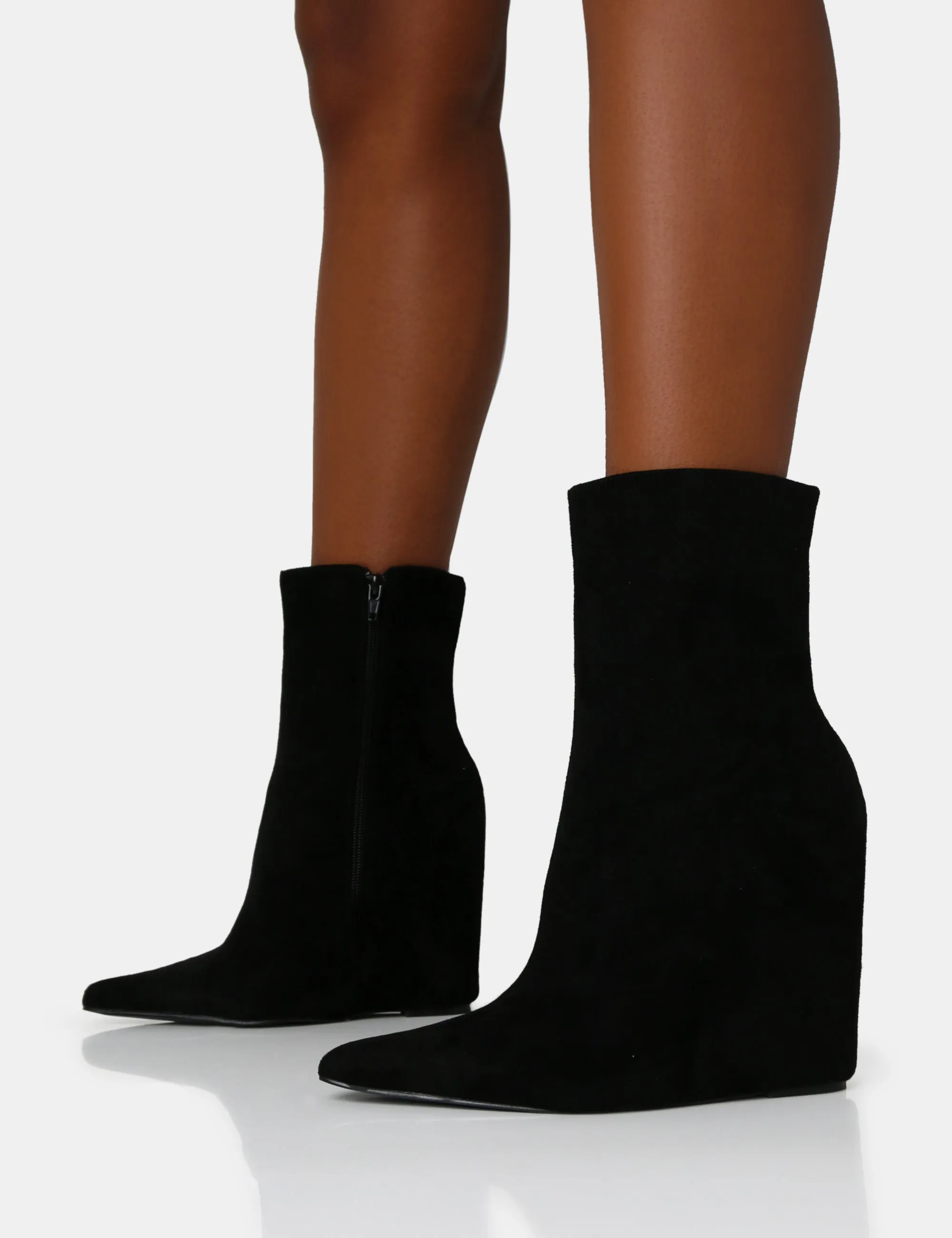 Getaway Black Faux Suede Wedged Heeled Ankle Boot sold by Public Desire product image thumbnail 3