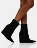 Getaway Black Faux Suede Wedged Heeled Ankle Boot sold by Public Desire