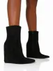 Getaway Black Faux Suede Wedged Heeled Ankle Boot sold by Public Desire