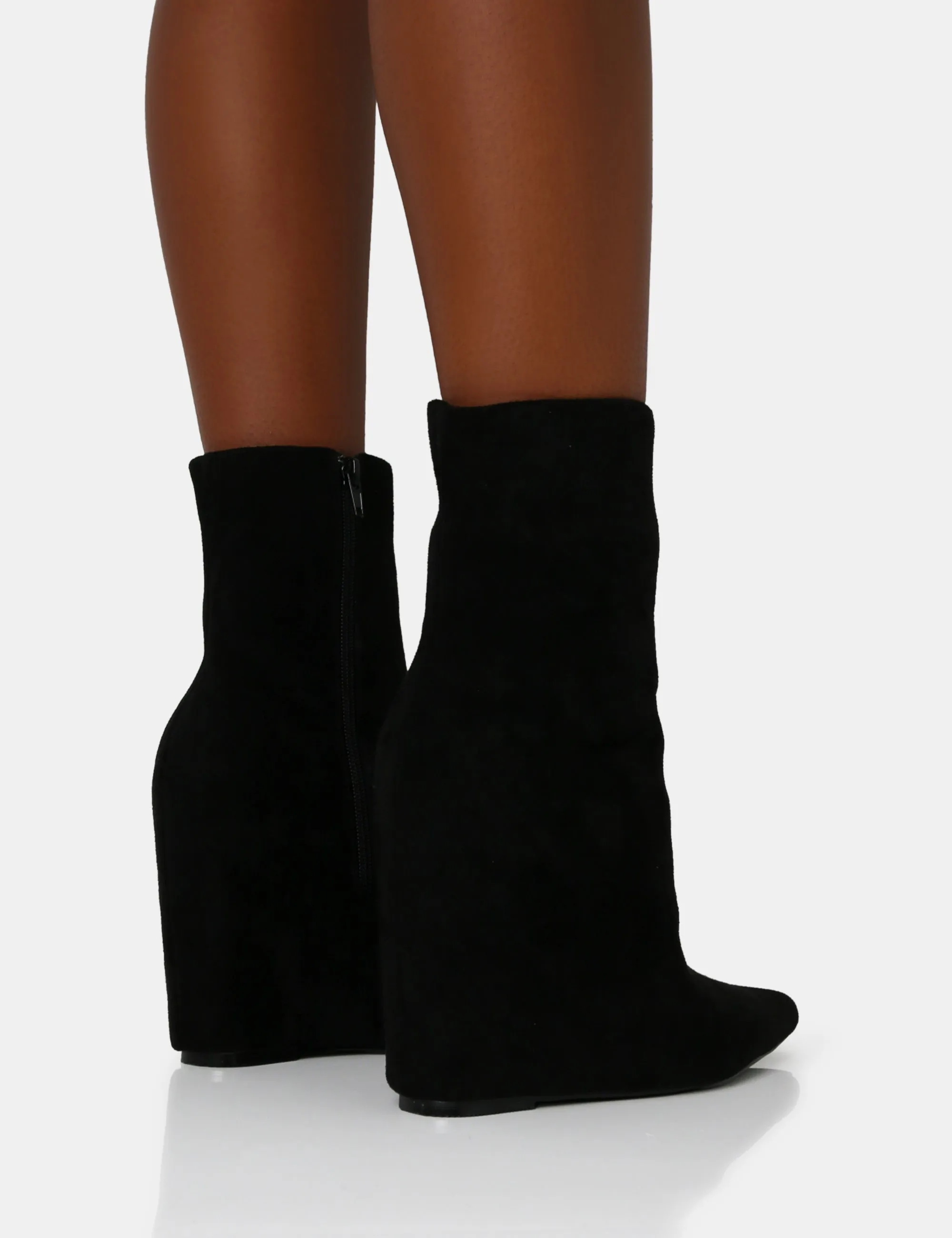 Getaway Black Faux Suede Wedged Heeled Ankle Boot sold by Public Desire product image thumbnail 4