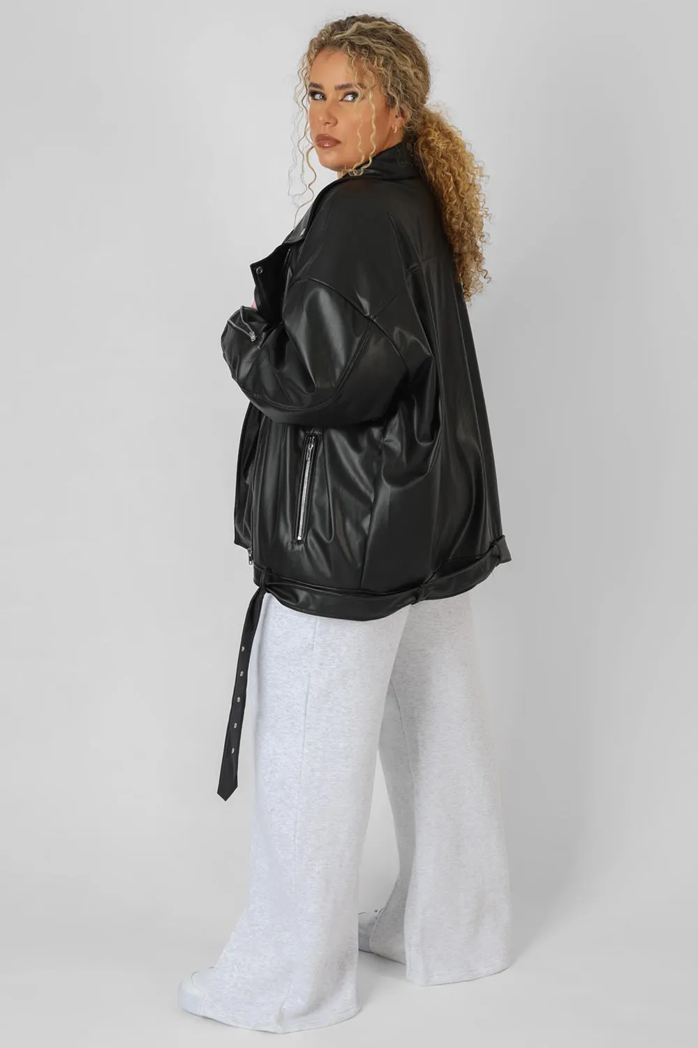 Curve Pu Oversized Biker Jacket sold by Public Desire product image thumbnail 3