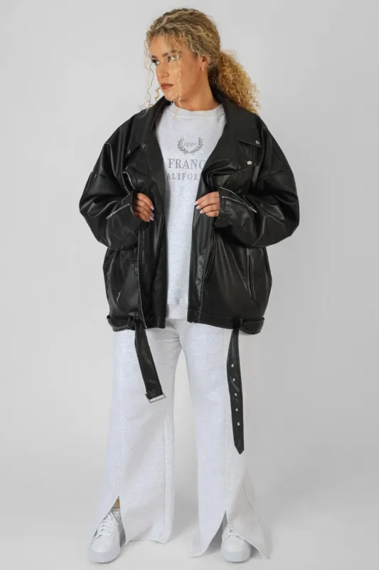 Curve Pu Oversized Biker Jacket sold by Public Desire