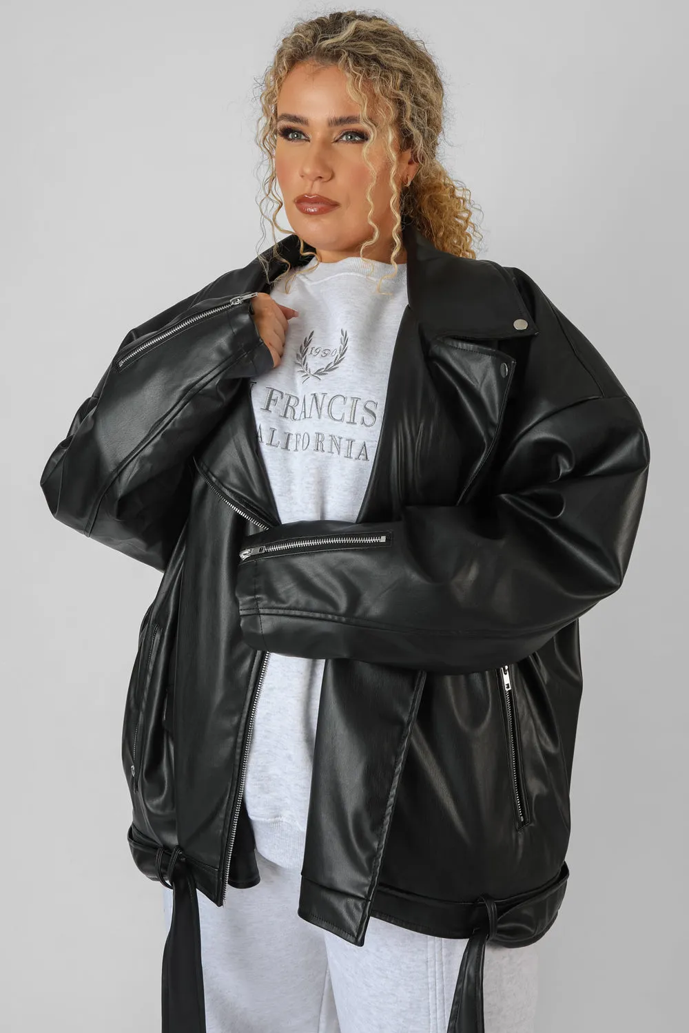Curve Pu Oversized Biker Jacket sold by Public Desire product image thumbnail 5