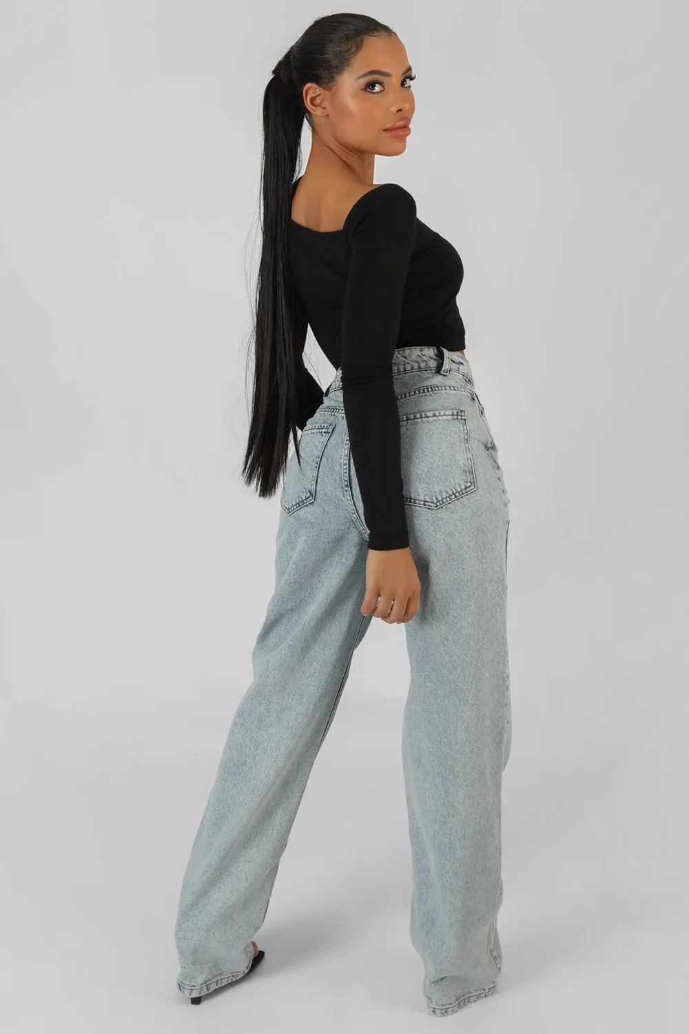 Kaiia Trim Asymmetric Long Sleeve Top Black sold by Public Desire product image thumbnail 4