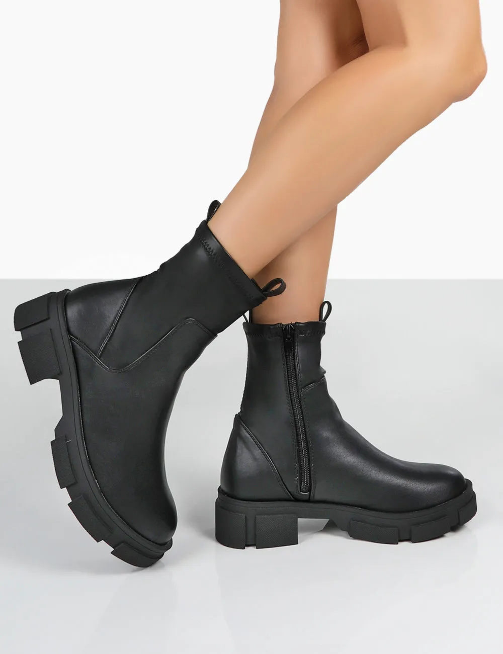 Treat Black Pu Chunky Ankle Boots sold by Public Desire product image thumbnail 3