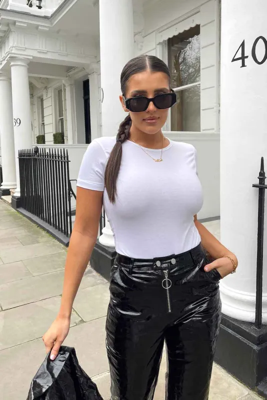 Cap Sleeve Tshirt Bodysuit White sold by Public Desire