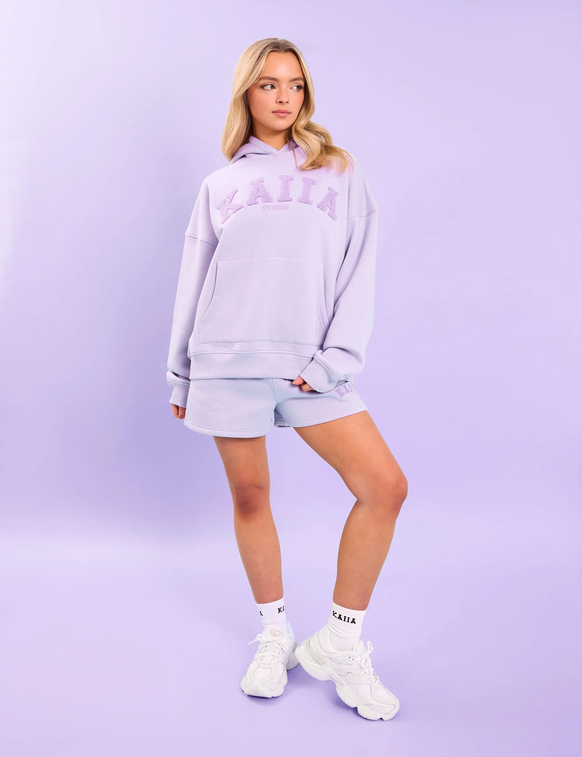 Kaiia Studio Borg Slogan Oversized Hoodie Lilac sold by Public Desire product image thumbnail 4
