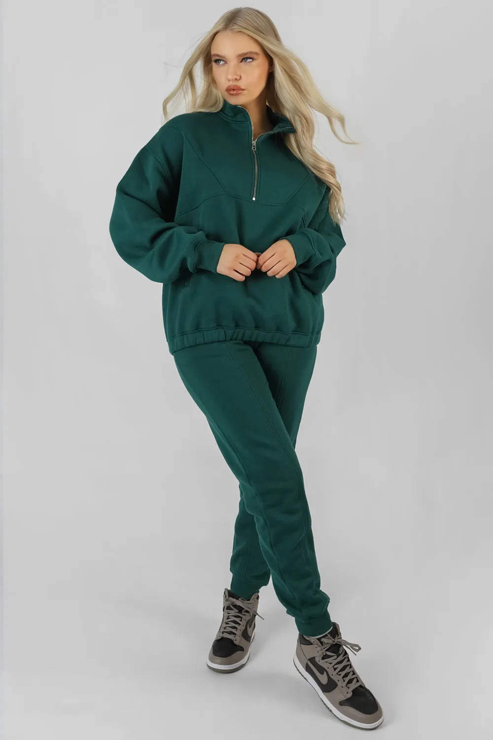 Oversized Half Zip Pullover Sweatshirt Forest Green sold by Public Desire product image thumbnail 4