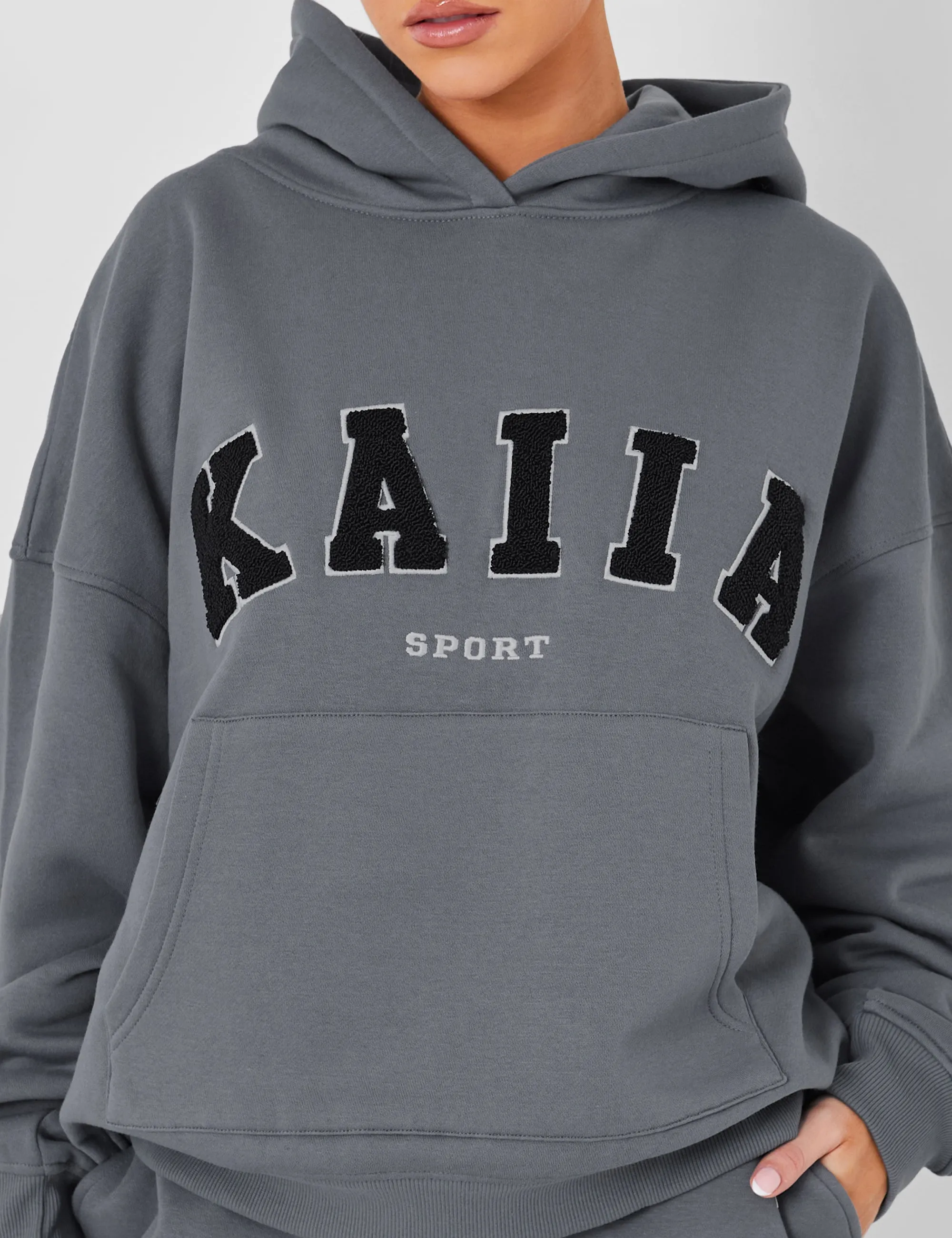 Kaiia Sport Oversized Logo Hoodie in Charcoal Grey sold by Public Desire product image thumbnail 2