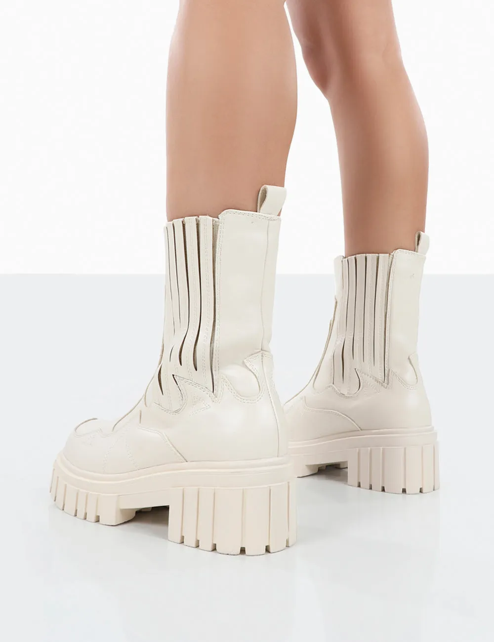 Consequence Ecru Drench Stitched Detail Platform Chunky Sole Ankle Boots sold by Public Desire product image thumbnail 2
