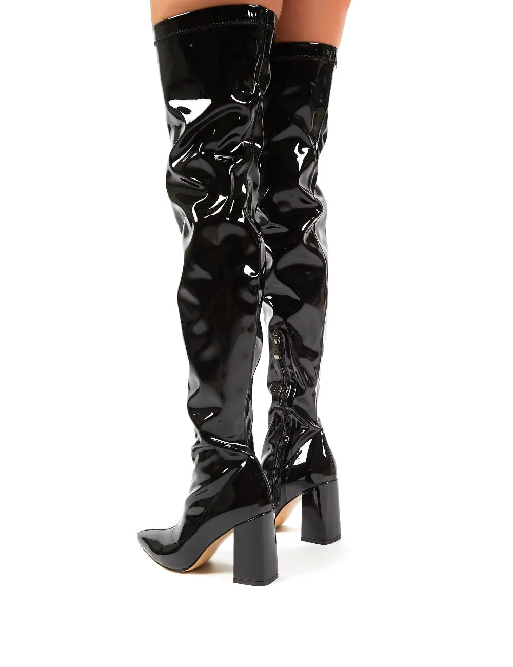Damn Black PU Thigh High Heeled Boots sold by Public Desire product image thumbnail 3
