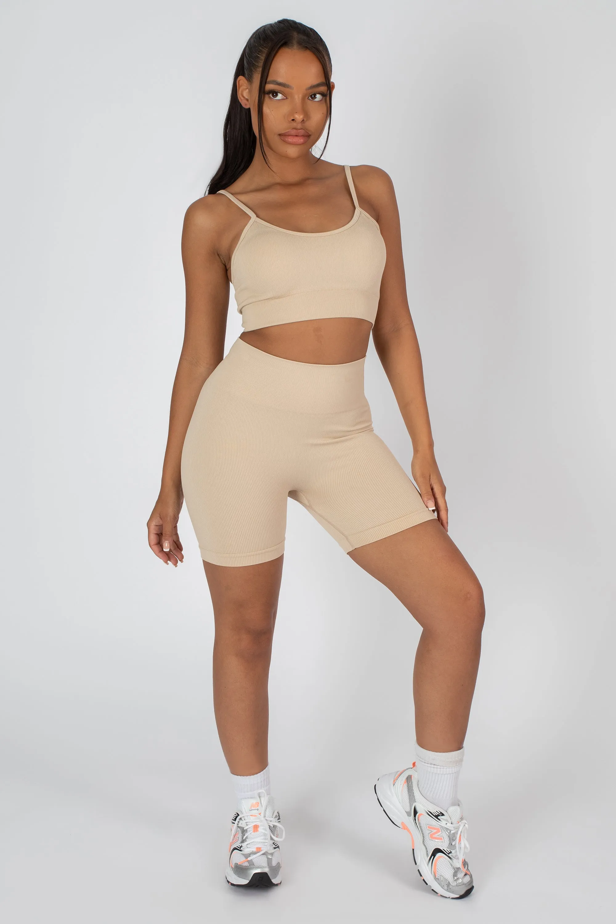Ribbed Crop Top And Short Co-ord Set Sand sold by Public Desire product image thumbnail 2
