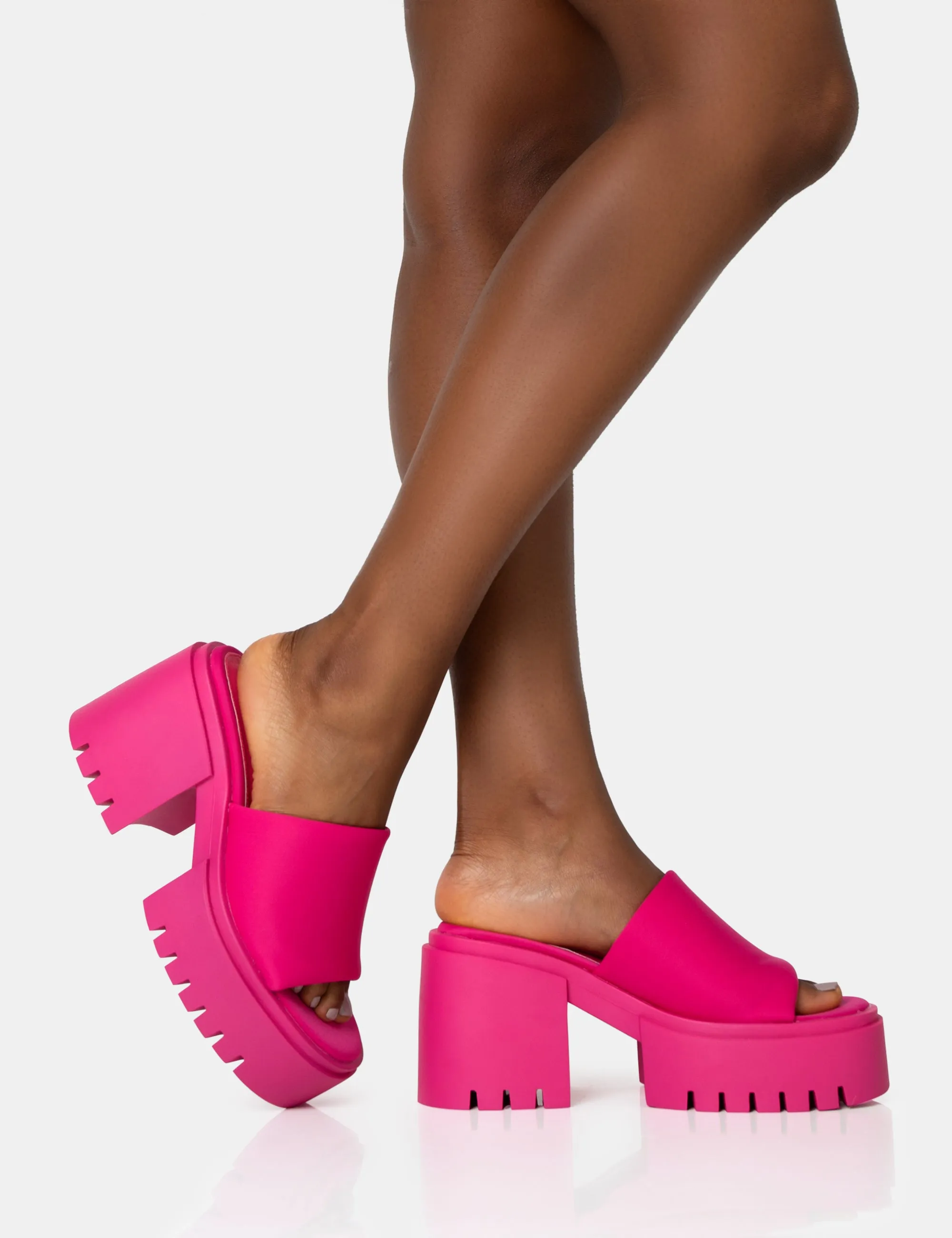 Sabeena Pink Chunky Mule Round Toe Mid Heel Sandals sold by Public Desire product image thumbnail 4