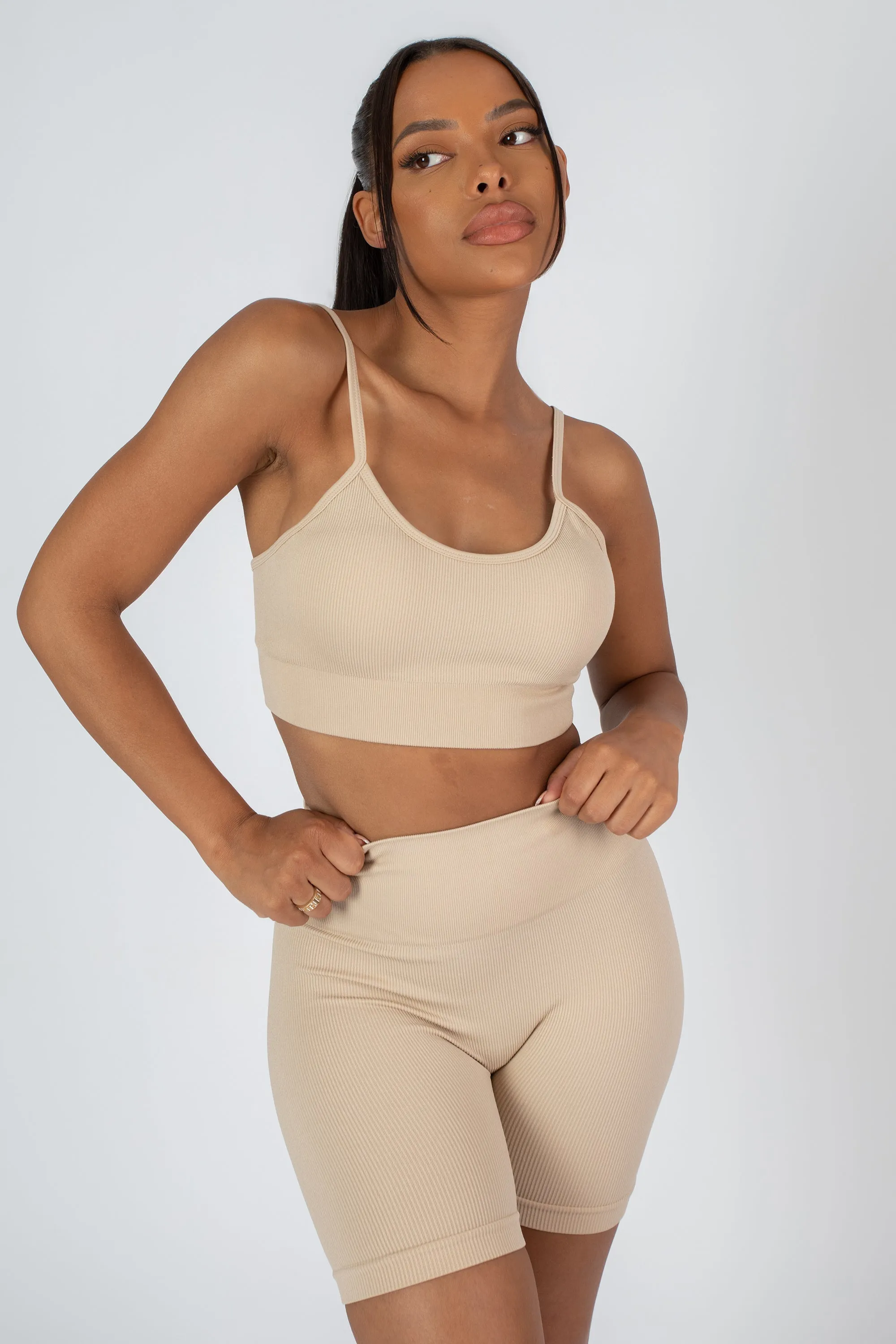 Ribbed Crop Top And Short Co-ord Set Sand sold by Public Desire product image thumbnail 5