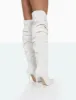 Lariza Off White Faux Suede Pointed Toe Stiletto Over the Knee Boots sold by Public Desire