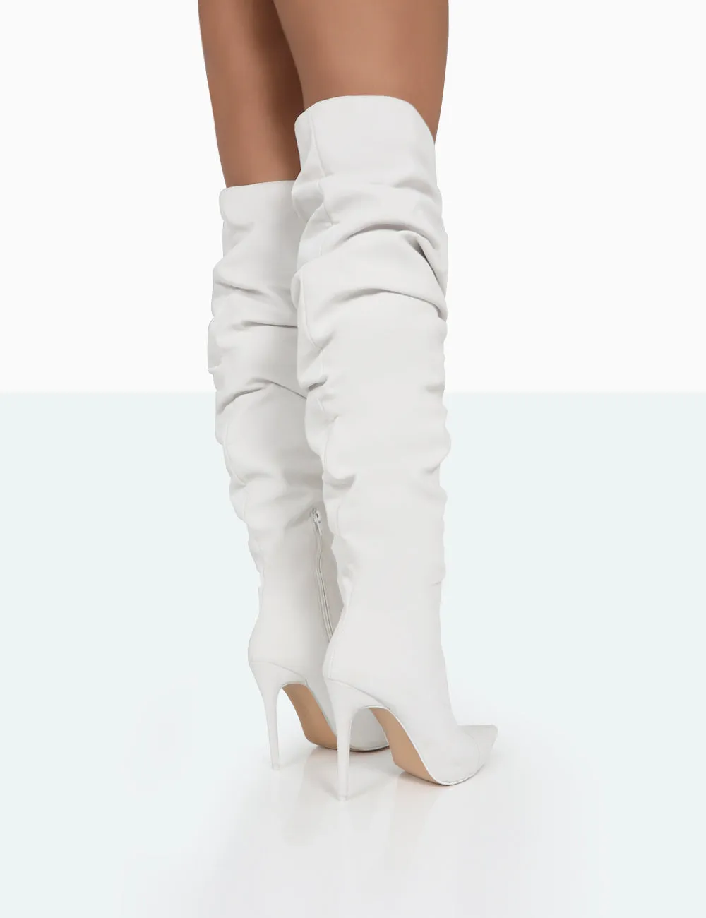 Lariza Off White Faux Suede Pointed Toe Stiletto Over the Knee Boots sold by Public Desire product image thumbnail 4