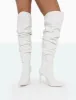 Lariza Off White Faux Suede Pointed Toe Stiletto Over the Knee Boots sold by Public Desire