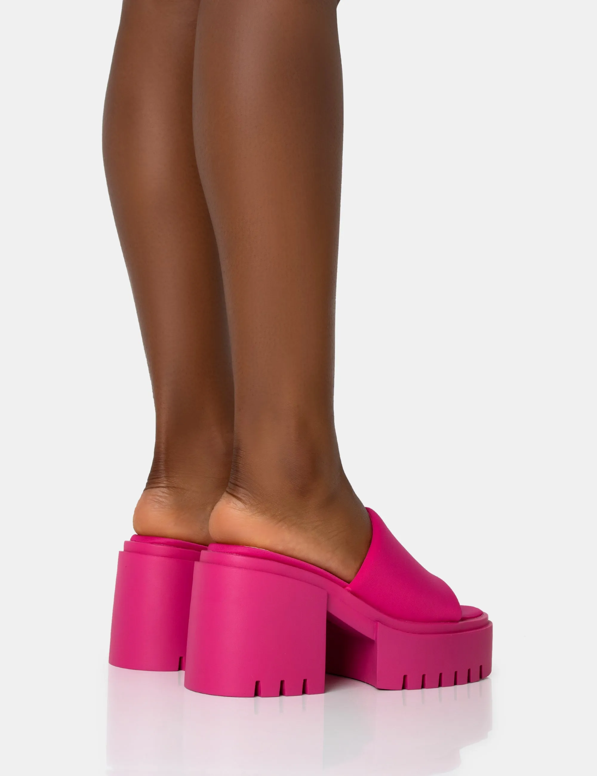 Sabeena Pink Chunky Mule Round Toe Mid Heel Sandals sold by Public Desire product image thumbnail 2