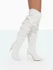 Lariza Off White Faux Suede Pointed Toe Stiletto Over the Knee Boots sold by Public Desire