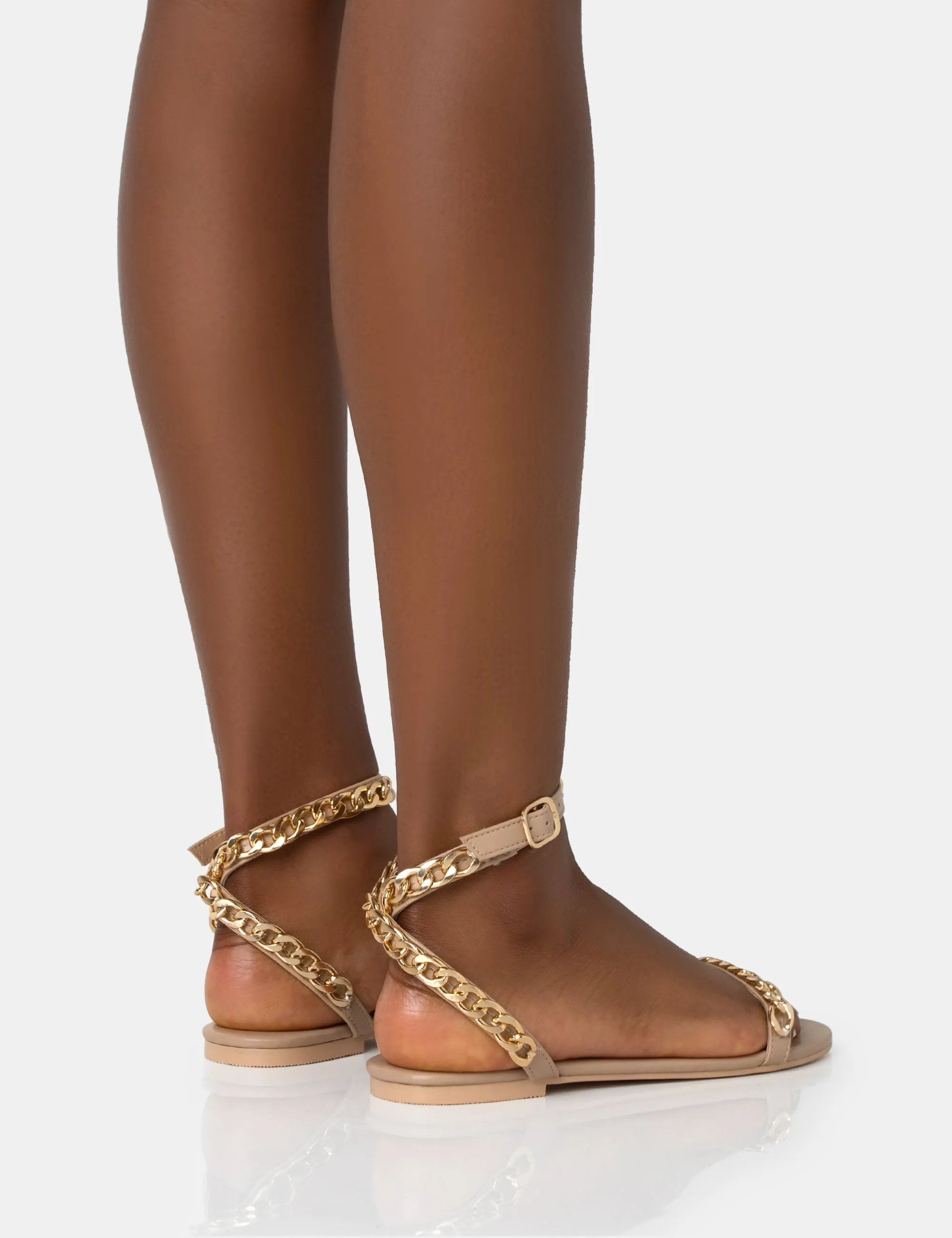 Whisper Nude PU Chain Strap Flat Round Toe Sandals sold by Public Desire product image thumbnail 4