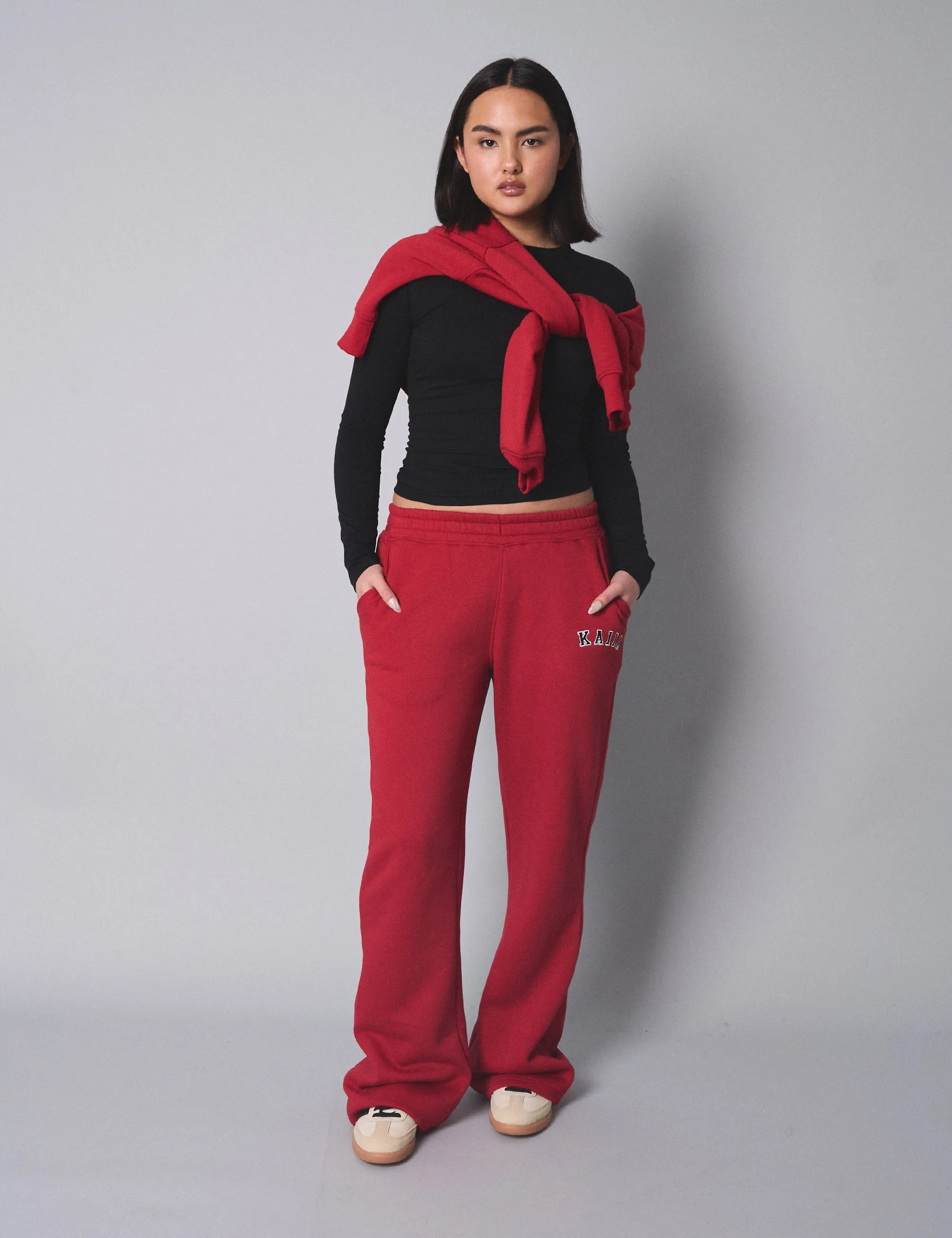 Kaiia Logo Wide Leg Sweat Pants Red sold by Public Desire