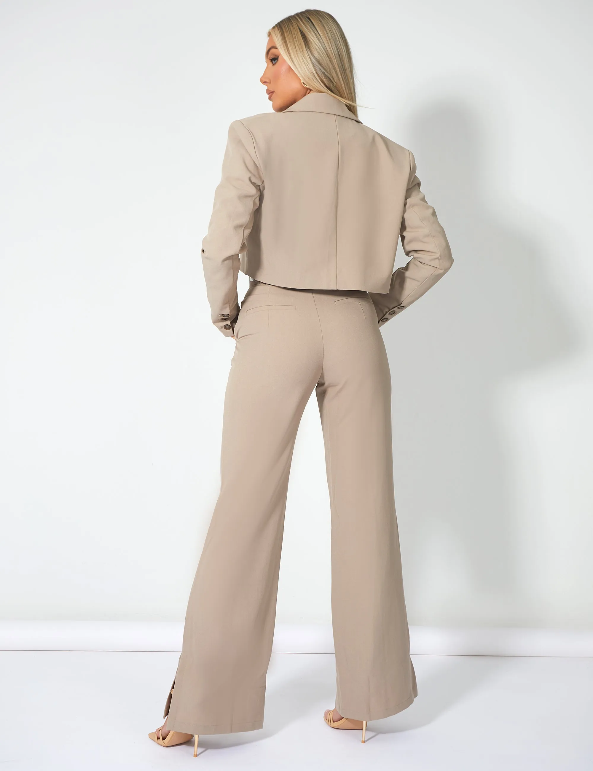 Oversized Boxy Cropped Blazer Stone sold by Public Desire product image thumbnail 3