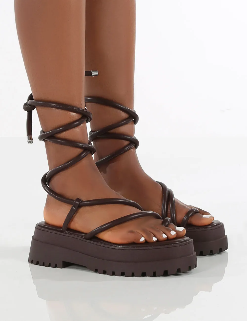 Amber x Public Desire Origin WF Chocolate Chunky Sole Sandal sold by Public Desire