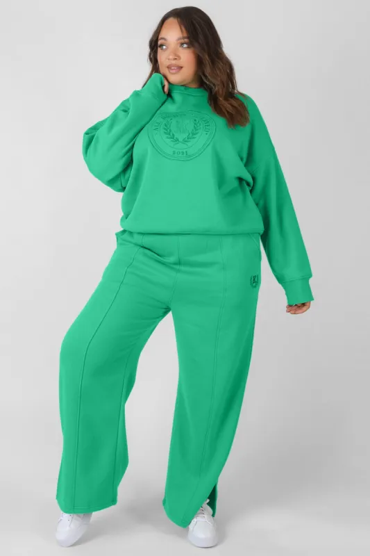 Curve Kaiia Oversized Tonal Embroidered Sweatshirt Green sold by Public Desire